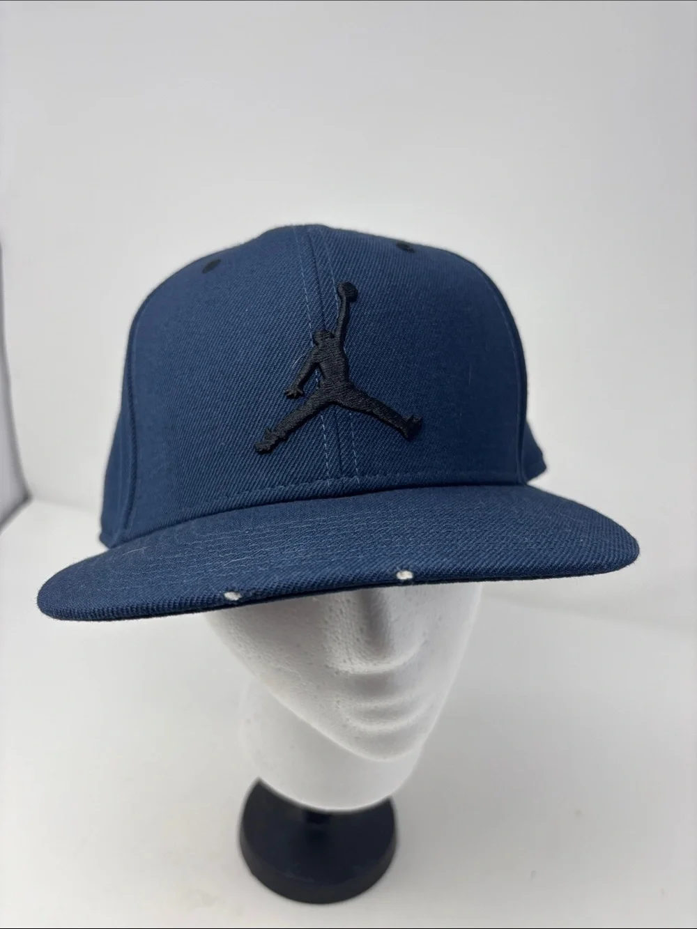 Jordan Men's Navy Blue Flat-Brim Cap with Black Jumpman Logo